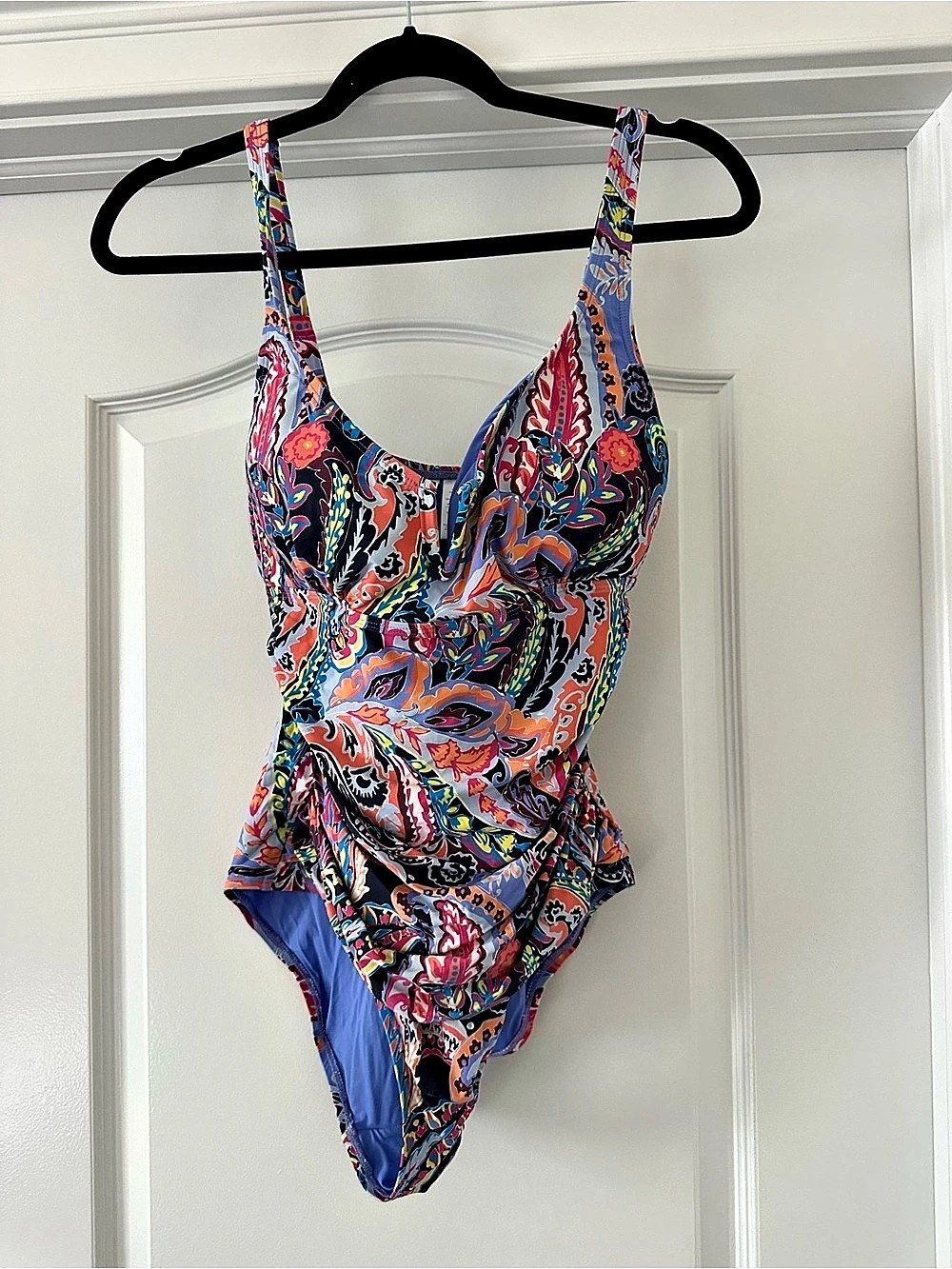 Anne Cole Paisley One-Piece Swimsuit in Blue Size 12